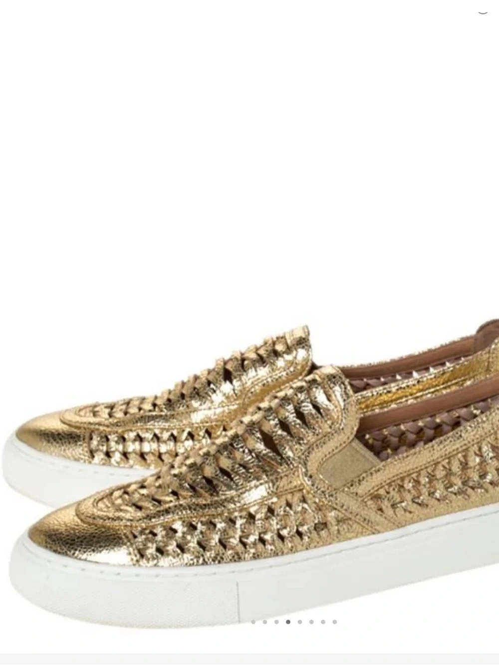 Tory Burch Huarache Gold Woven Slip-On Sneakers